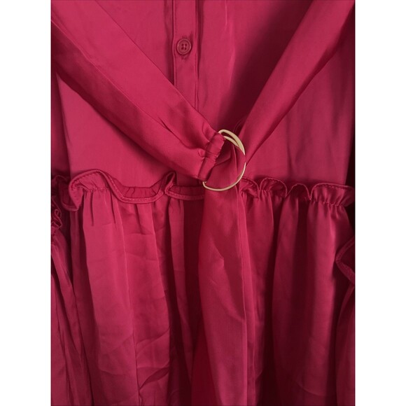Taylor Women's Flowy Ruffled-Hem Tie-Waist Fit & Flare Dress Pink Fuchsia 12 - Picture 5 of 8